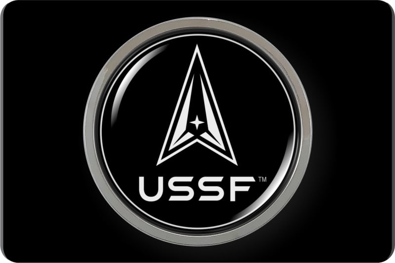 USSF - U.S. Space Force - Tow Hitch Cover with Chrome Metal Emblem